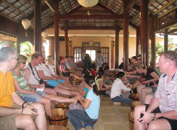 Foot massage in Tra Que Village, Hoian Farming Tour to Tra Que Village, Hoian